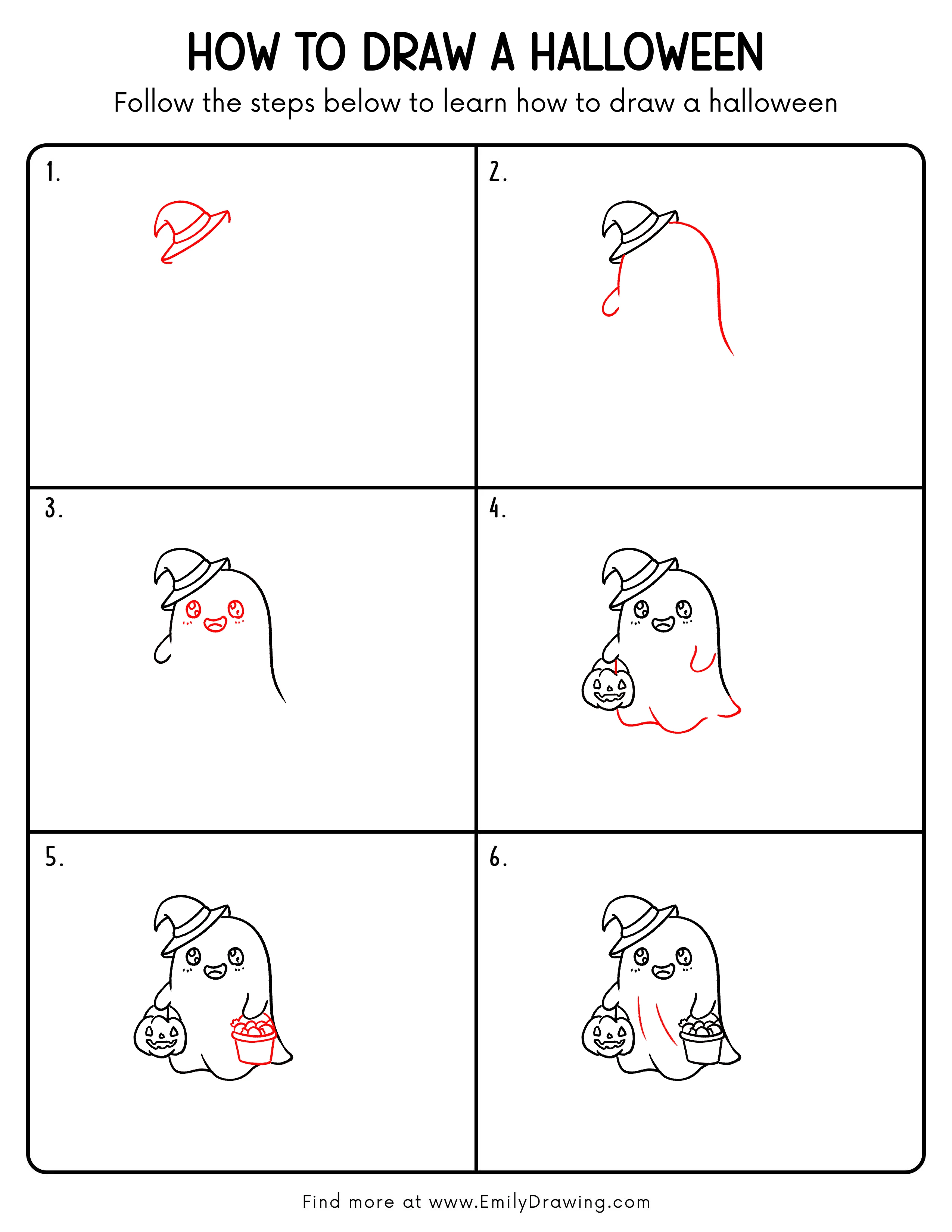 Printable Halloween Drawing Guide