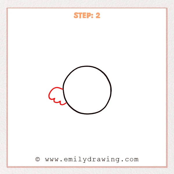 how to draw a halo - A halo circle with a small wing added on the left side, showing early feather scallops.