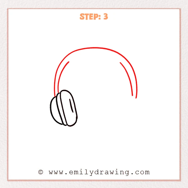 how to draw a headphones - Step 3