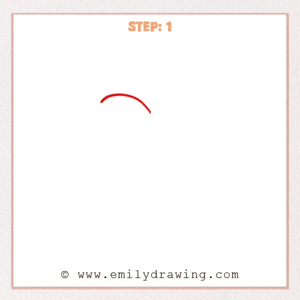 how to draw a heart - A simple drawing of the first step for how to draw a heart, showing one smooth curved arc forming the upper-left lobe.