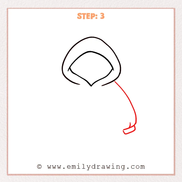 how to draw a hoodie - A hoodie sketch now includes the hood plus one long right sleeve with a simple cuff band at the end.