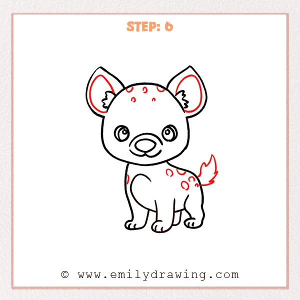 how to draw a hyena - Step 6