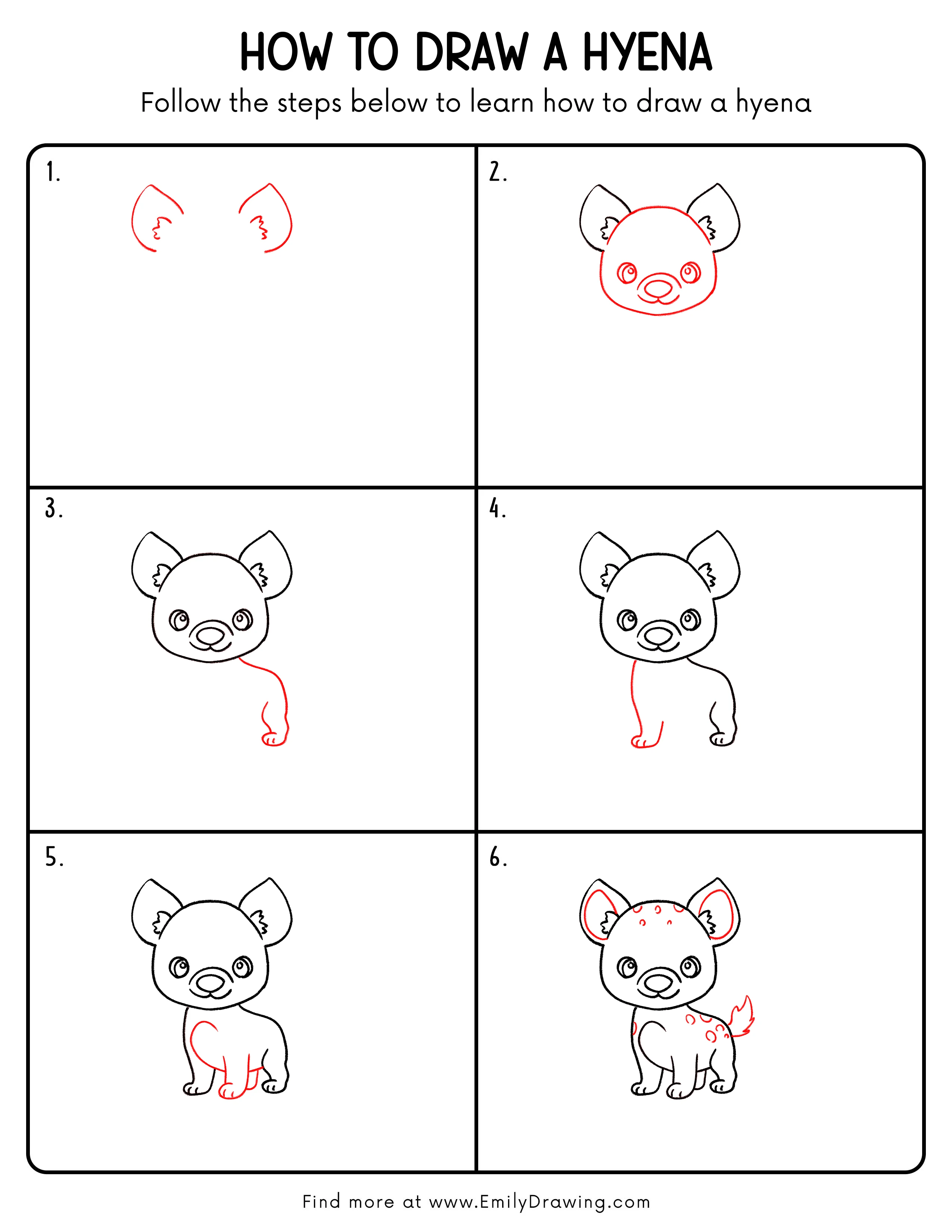 Printable Hyena Drawing Guide