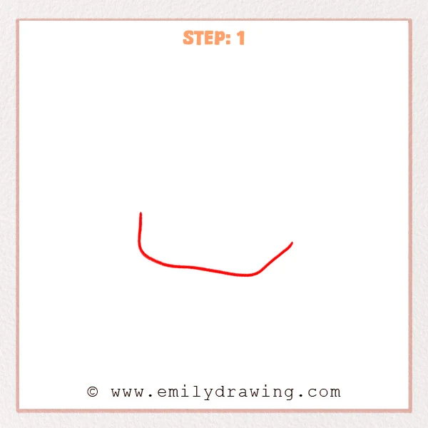how to draw an ice - A beginner drawing of ice starts with a single curved bottom outline, with both ends rising slightly.
