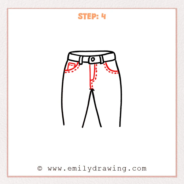 how to draw a jeans - Step 4