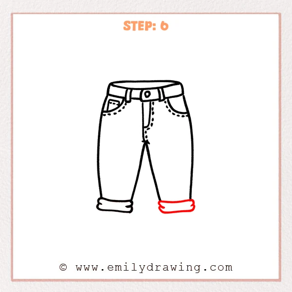 how to draw a jeans - Step 6