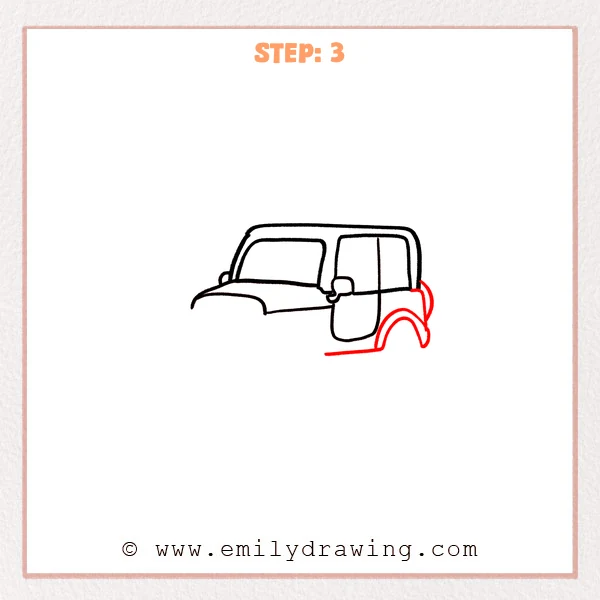 how to draw a jeep - Step 3