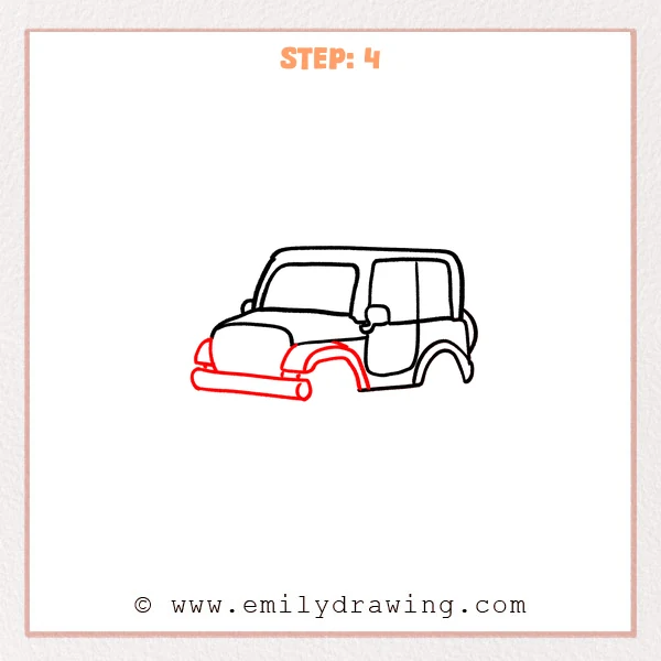 how to draw a jeep - Step 4