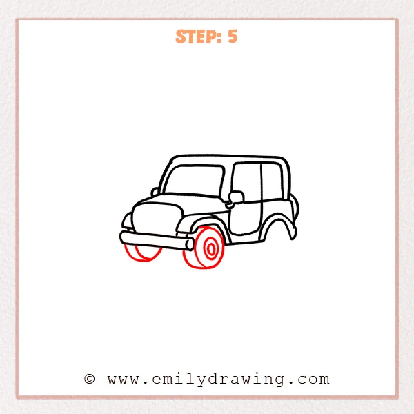 how to draw a jeep - Step 5
