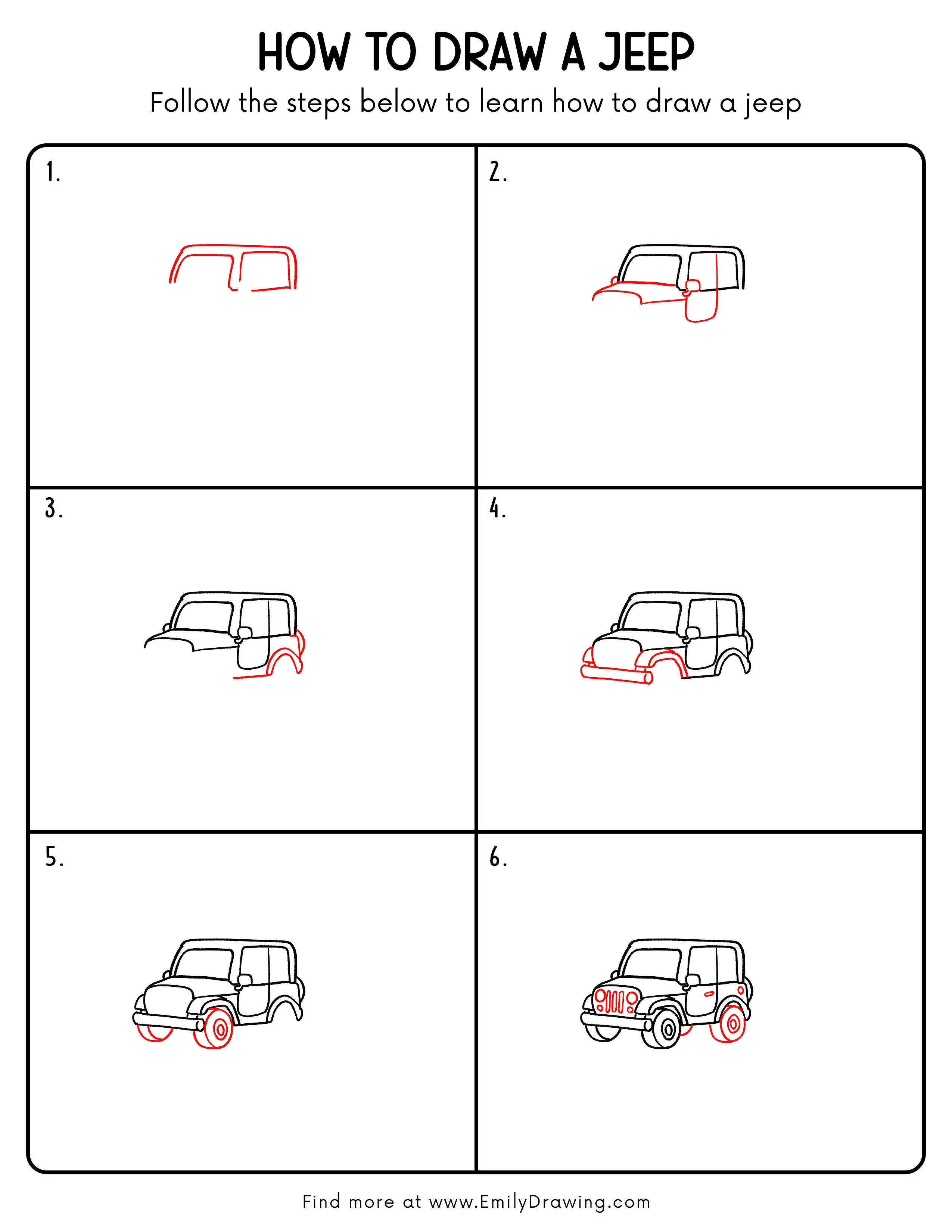 Printable Jeep Drawing Guide