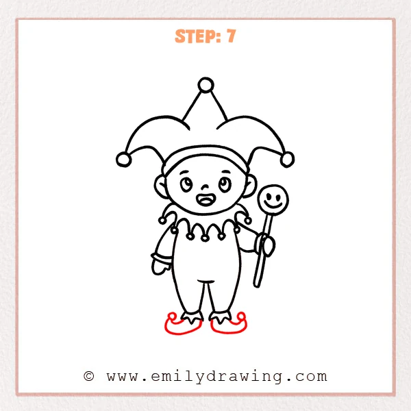 how to draw a jester - Step 7