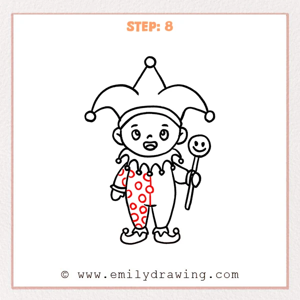 how to draw a jester - Step 8