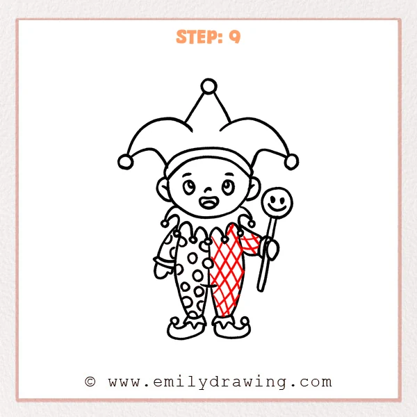 how to draw a jester - Step 9