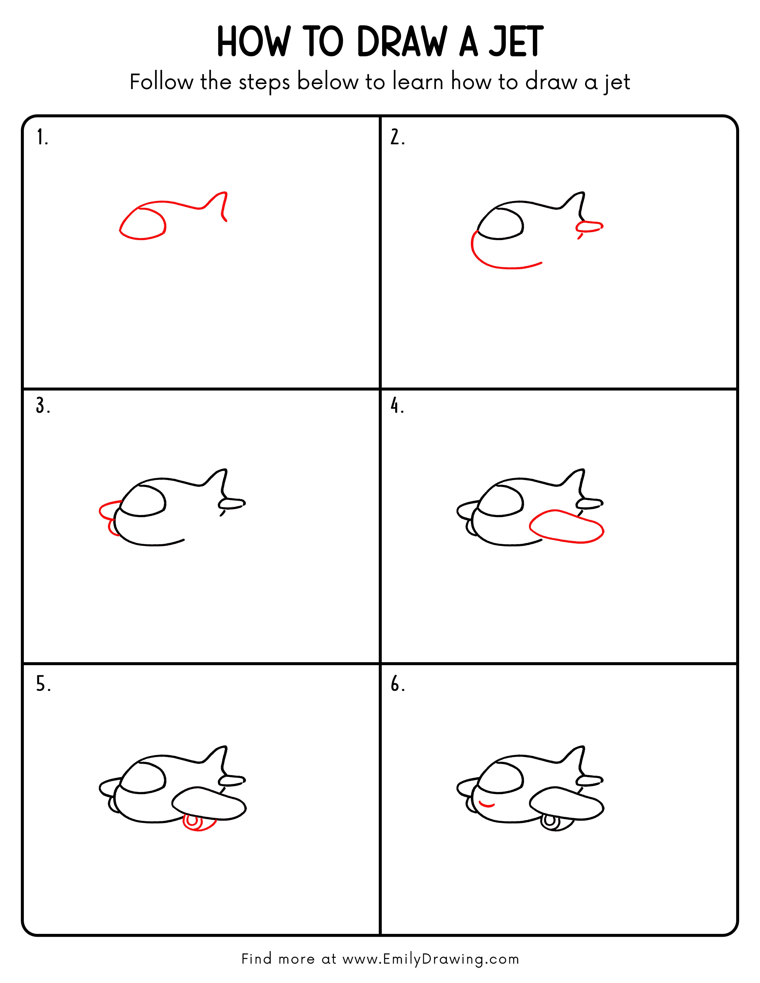 Printable Jet Drawing Guide