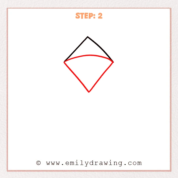 how to draw a kite - Step 2
