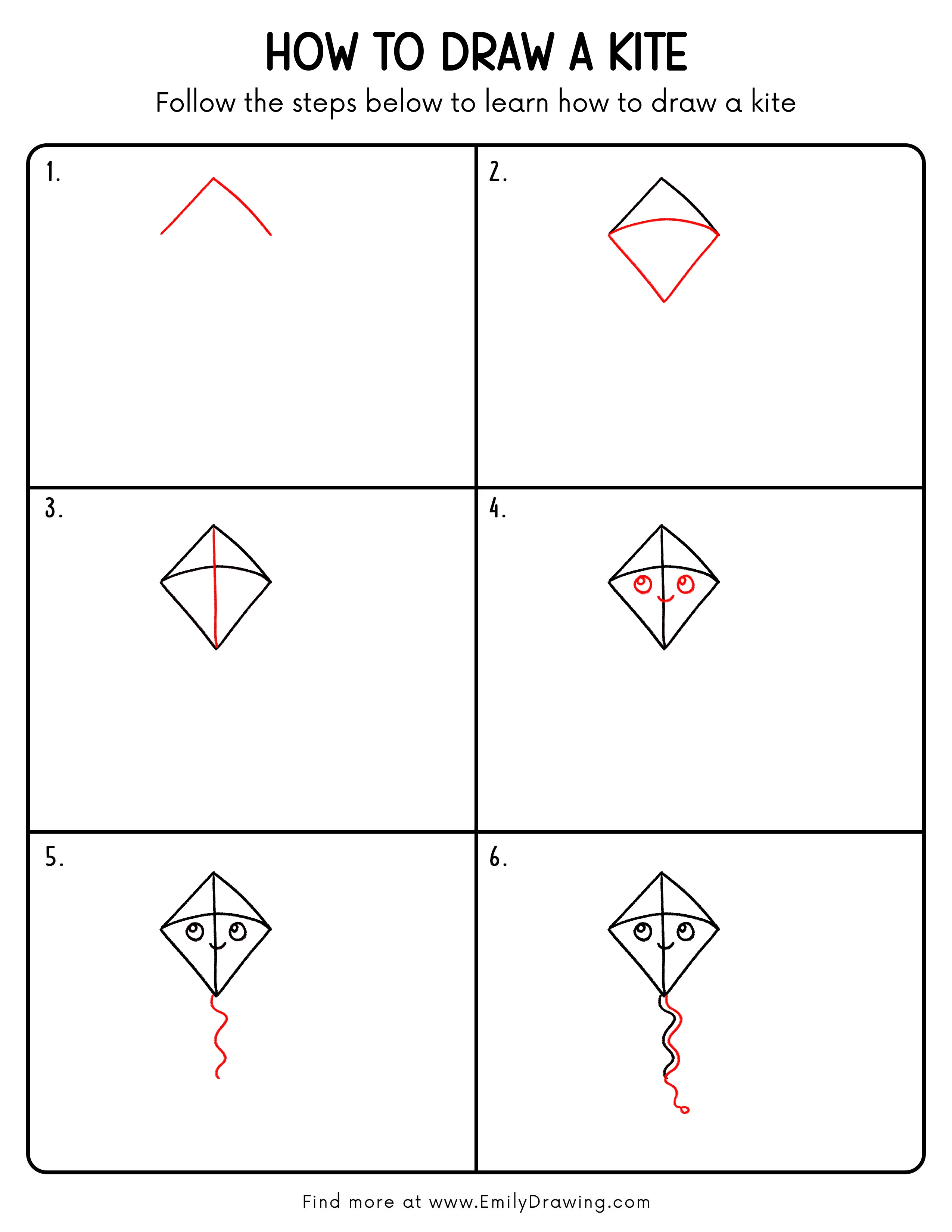 Printable Kite Drawing Guide