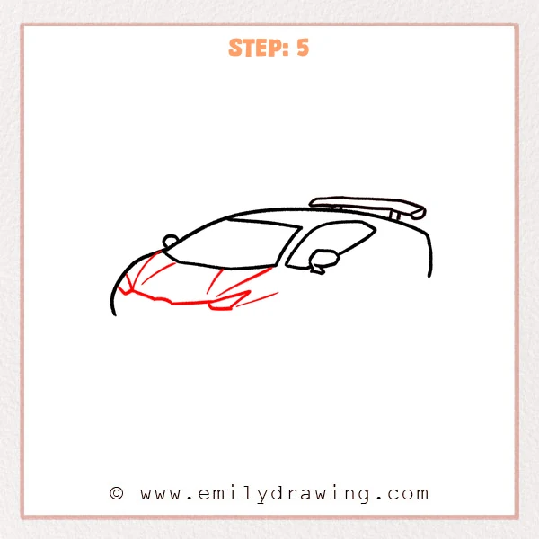 how to draw a lamborghini - Step 5