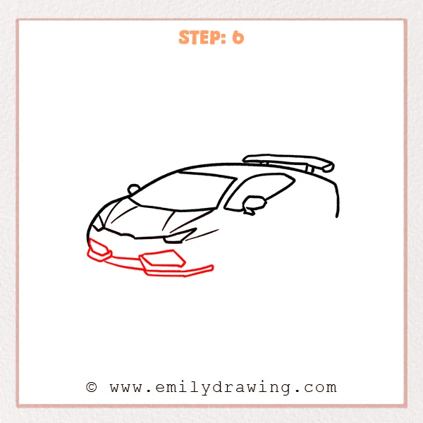 how to draw a lamborghini - Step 6