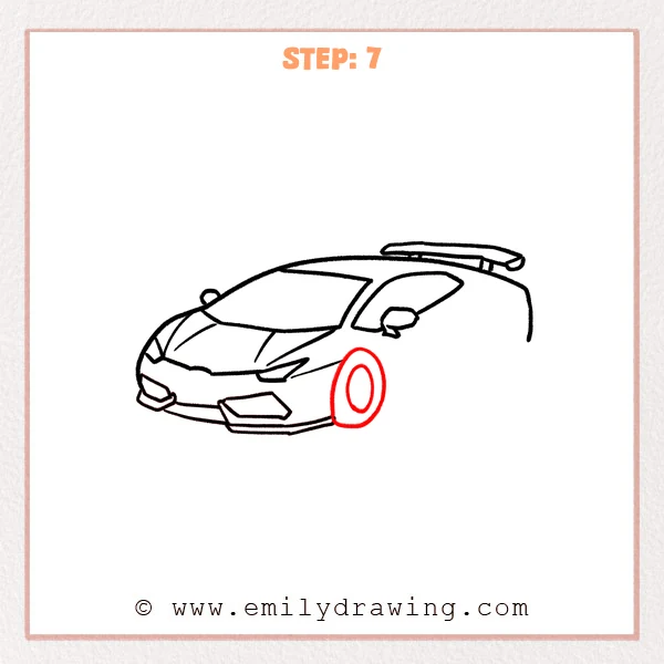 how to draw a lamborghini - Step 7