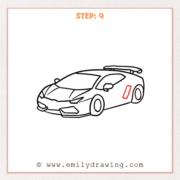 how to draw a lamborghini - Step 9