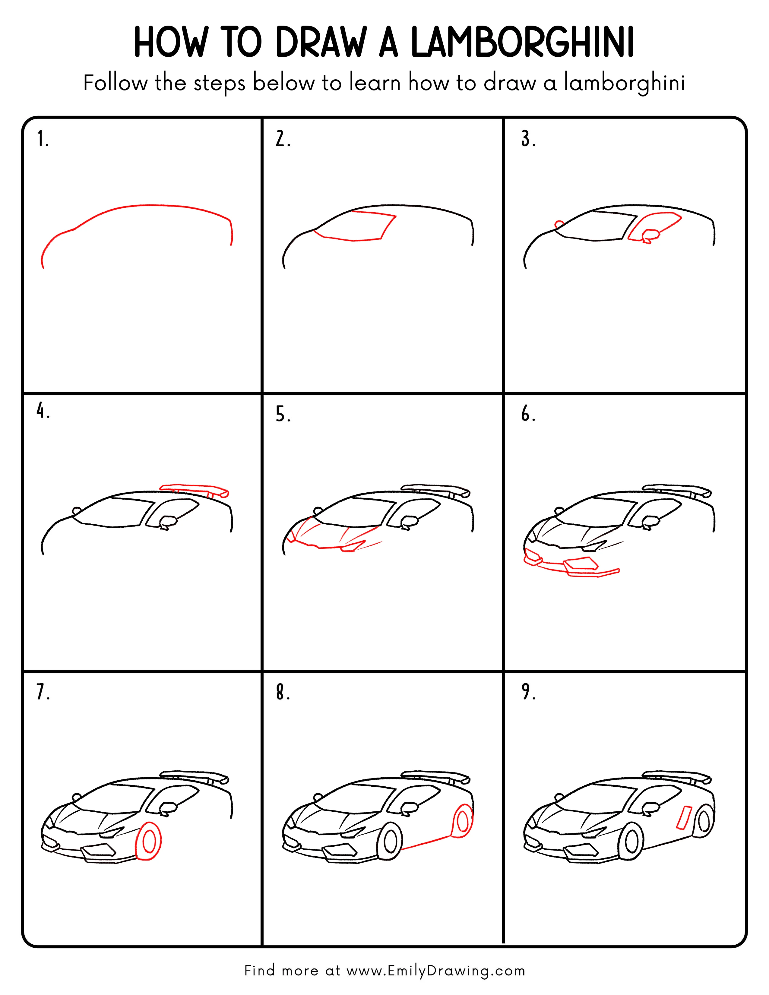 Printable Lamborghini Drawing Guide