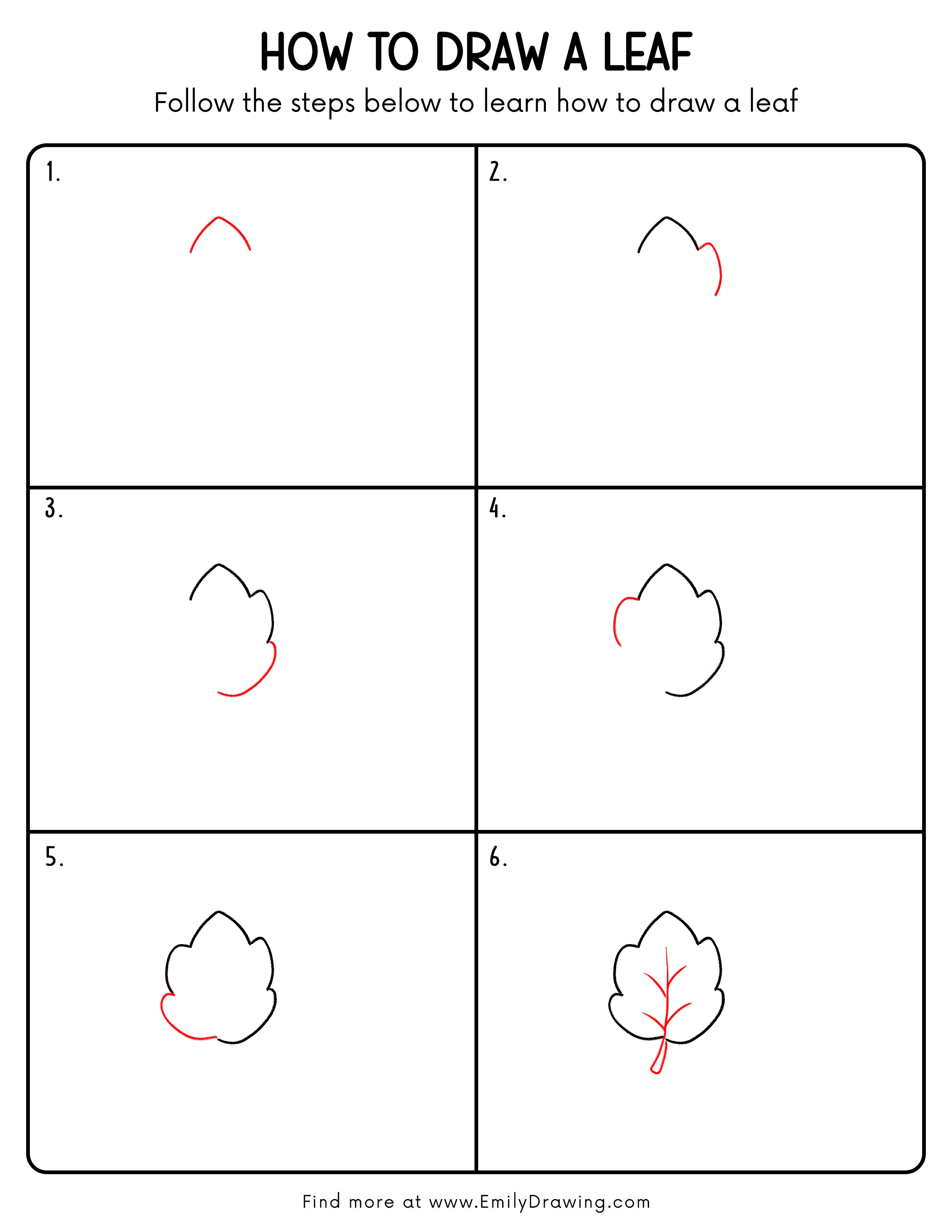 Printable Leaf Drawing Guide