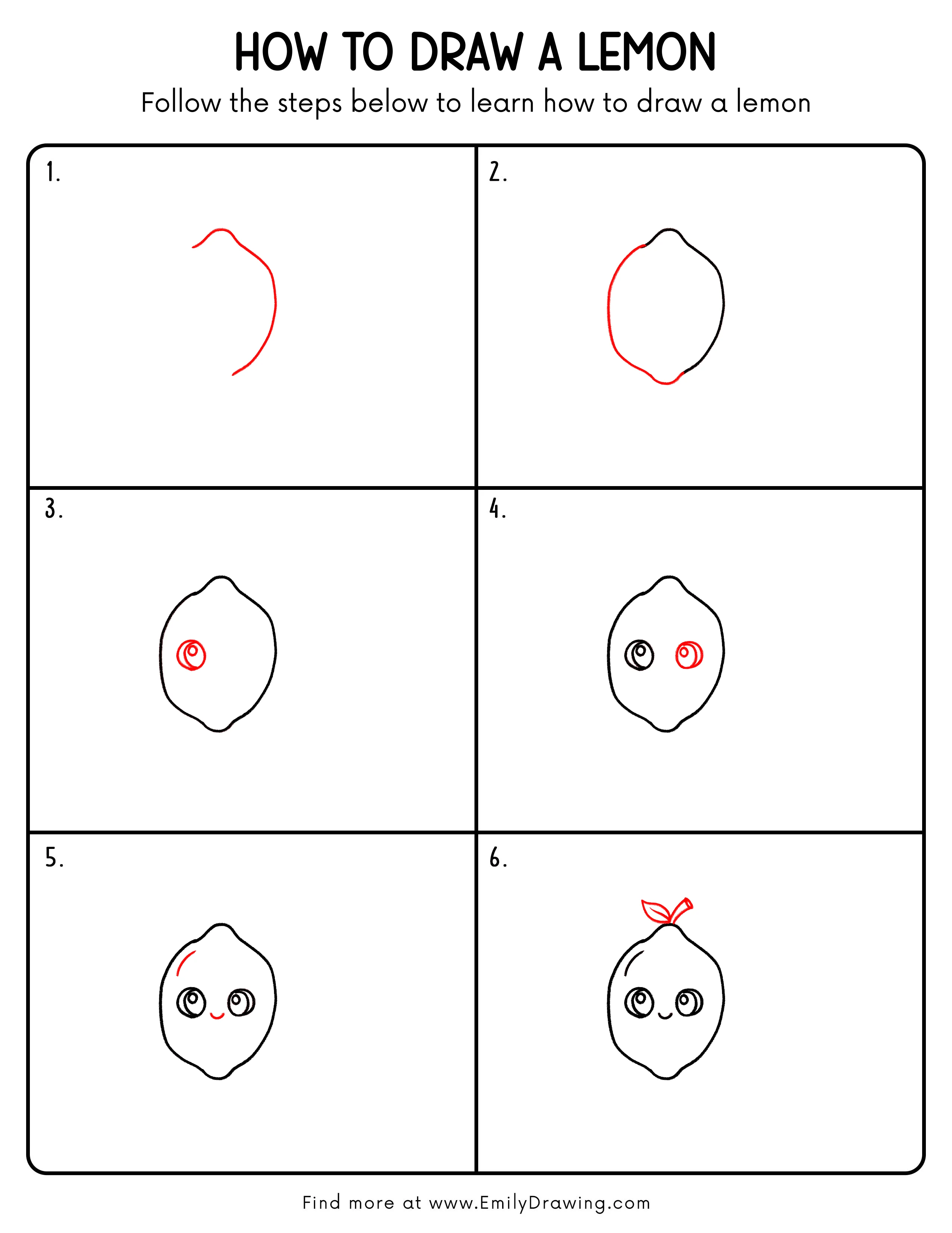Printable Lemon Drawing Guide