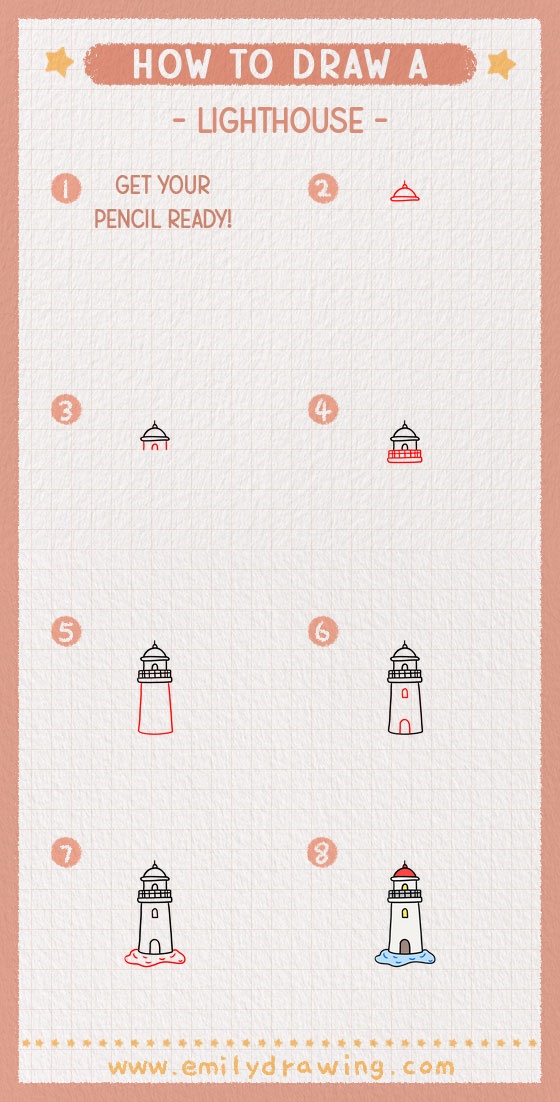 how to draw a lighthouse pinterest pin