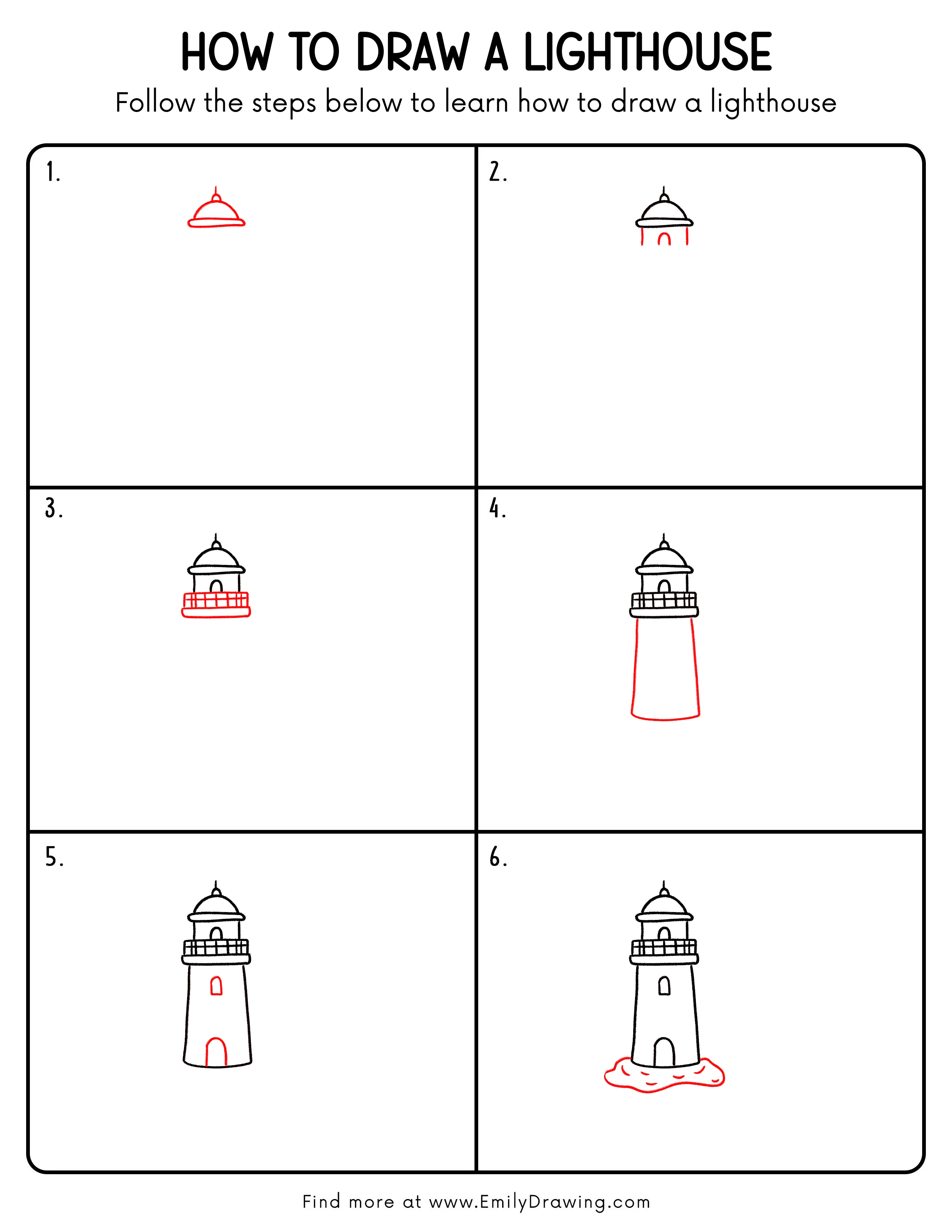 Printable Lighthouse Drawing Guide