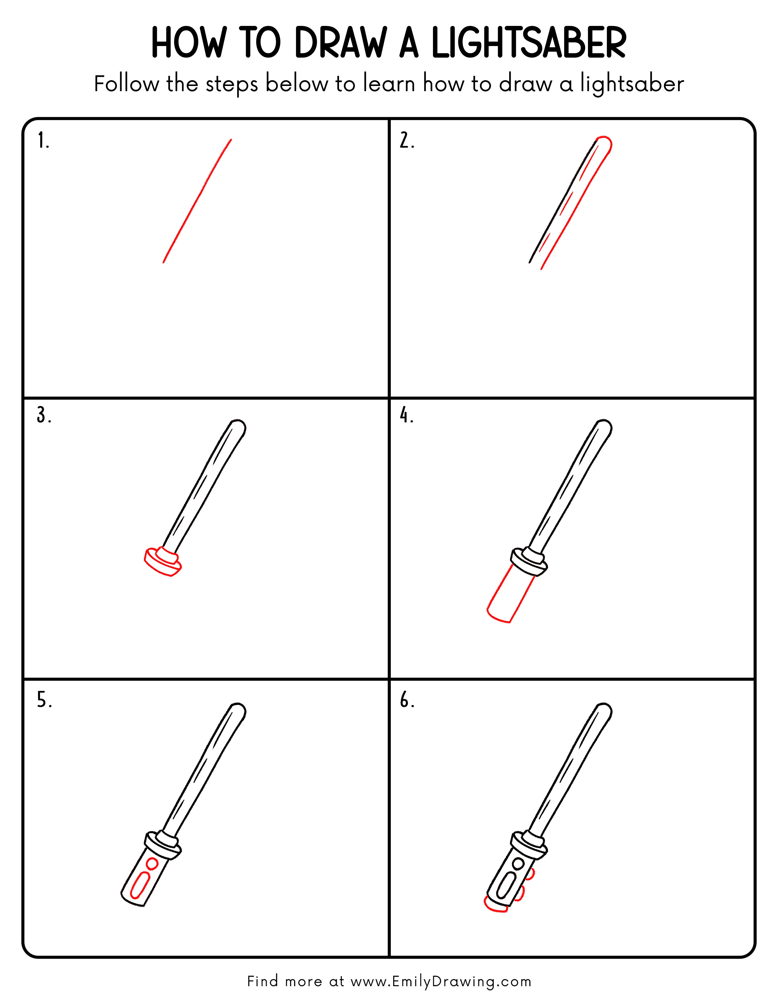 Printable Lightsaber Drawing Guide