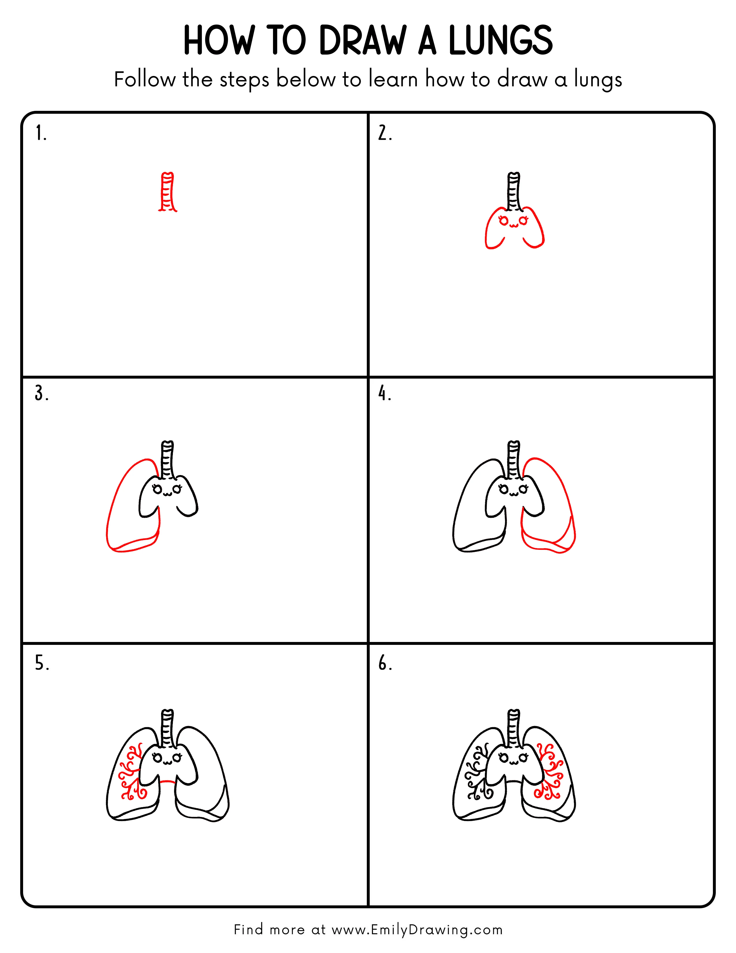Printable Lungs Drawing Guide