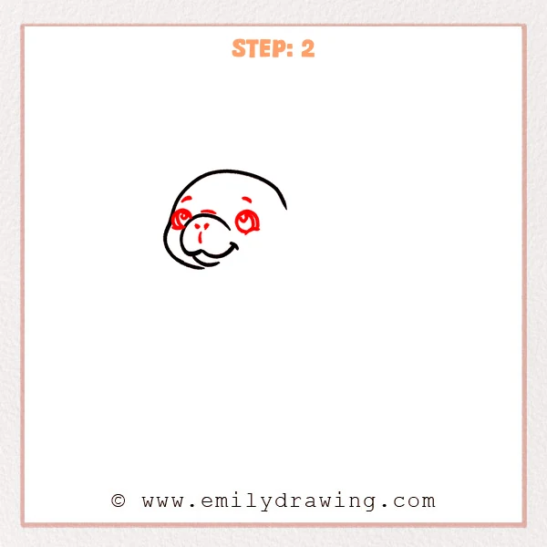 how to draw a manatee - Step 2