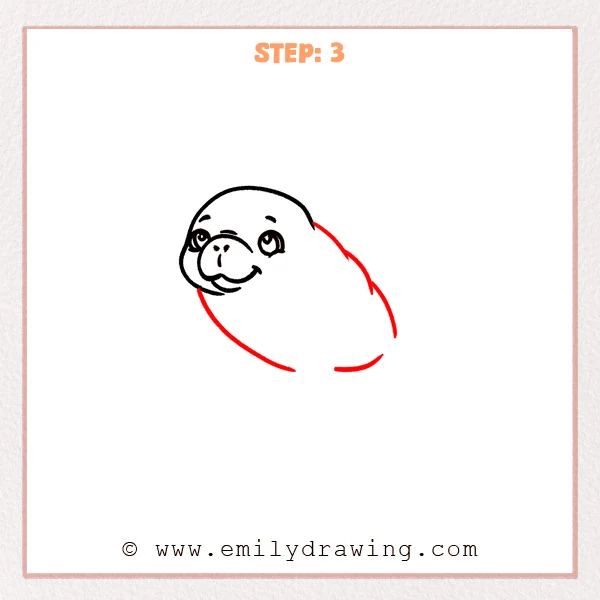 how to draw a manatee - Step 3