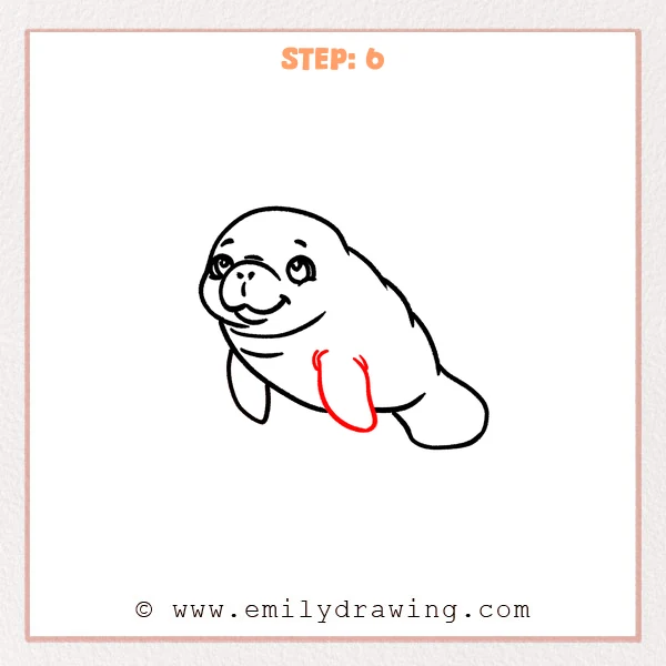 how to draw a manatee - Step 6