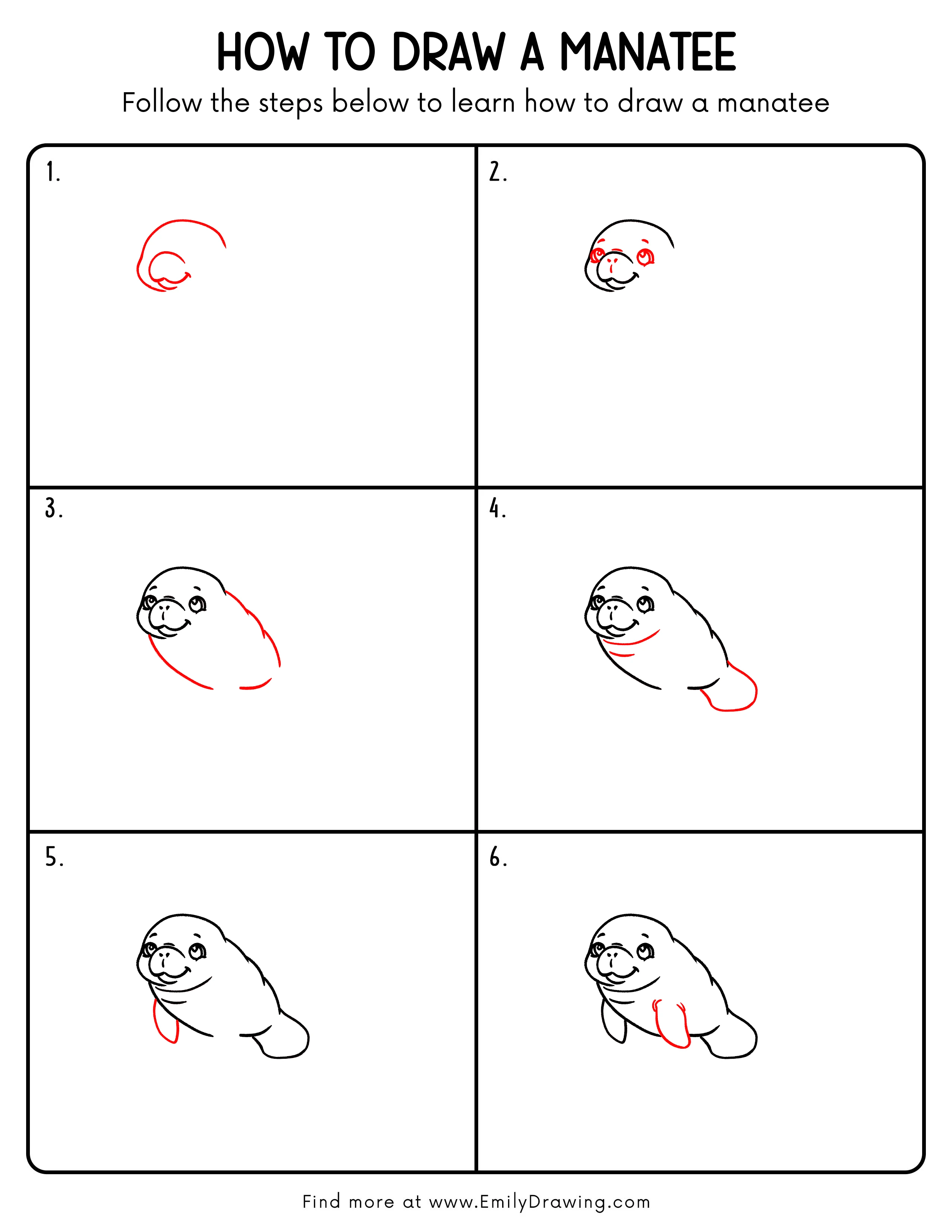 Printable Manatee Drawing Guide