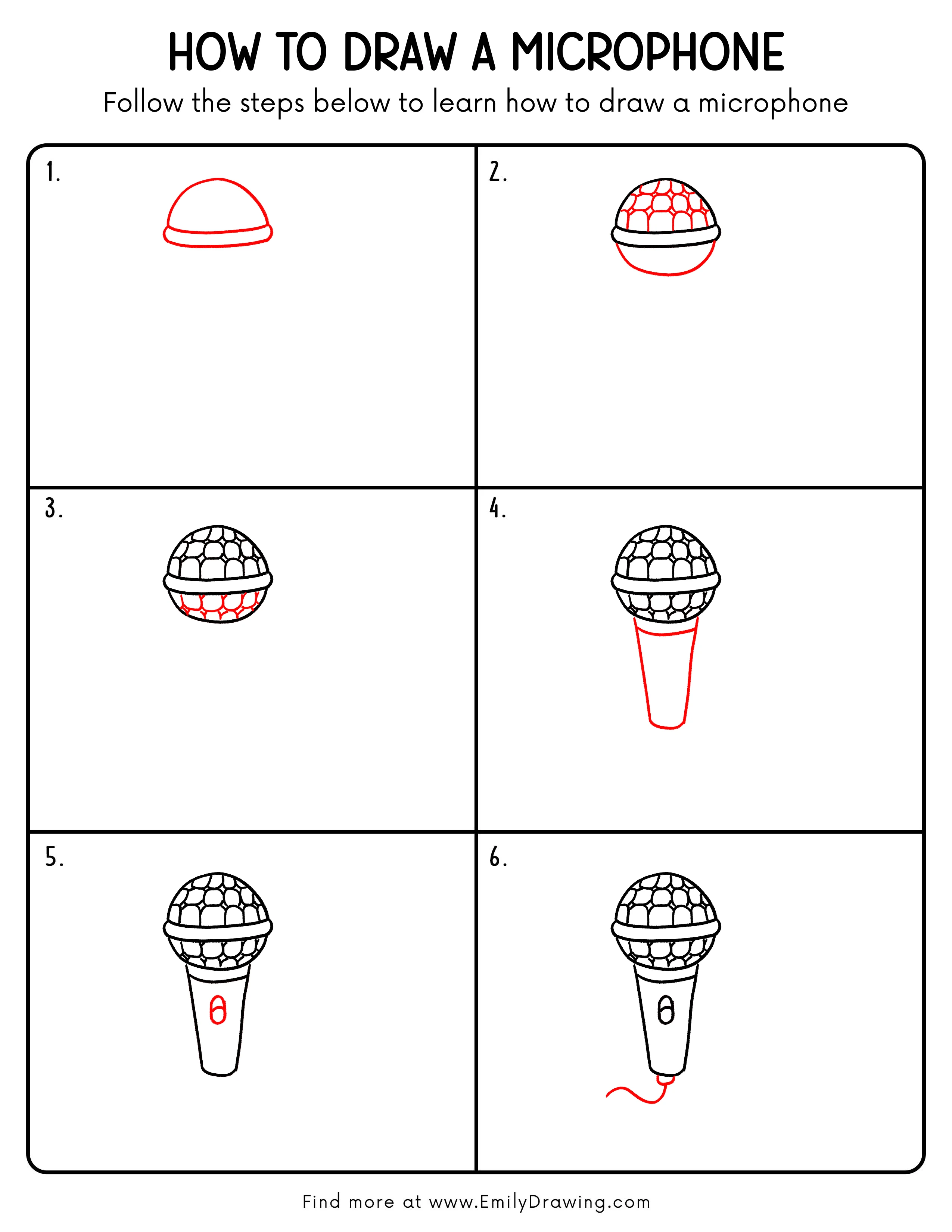 Printable Microphone Drawing Guide