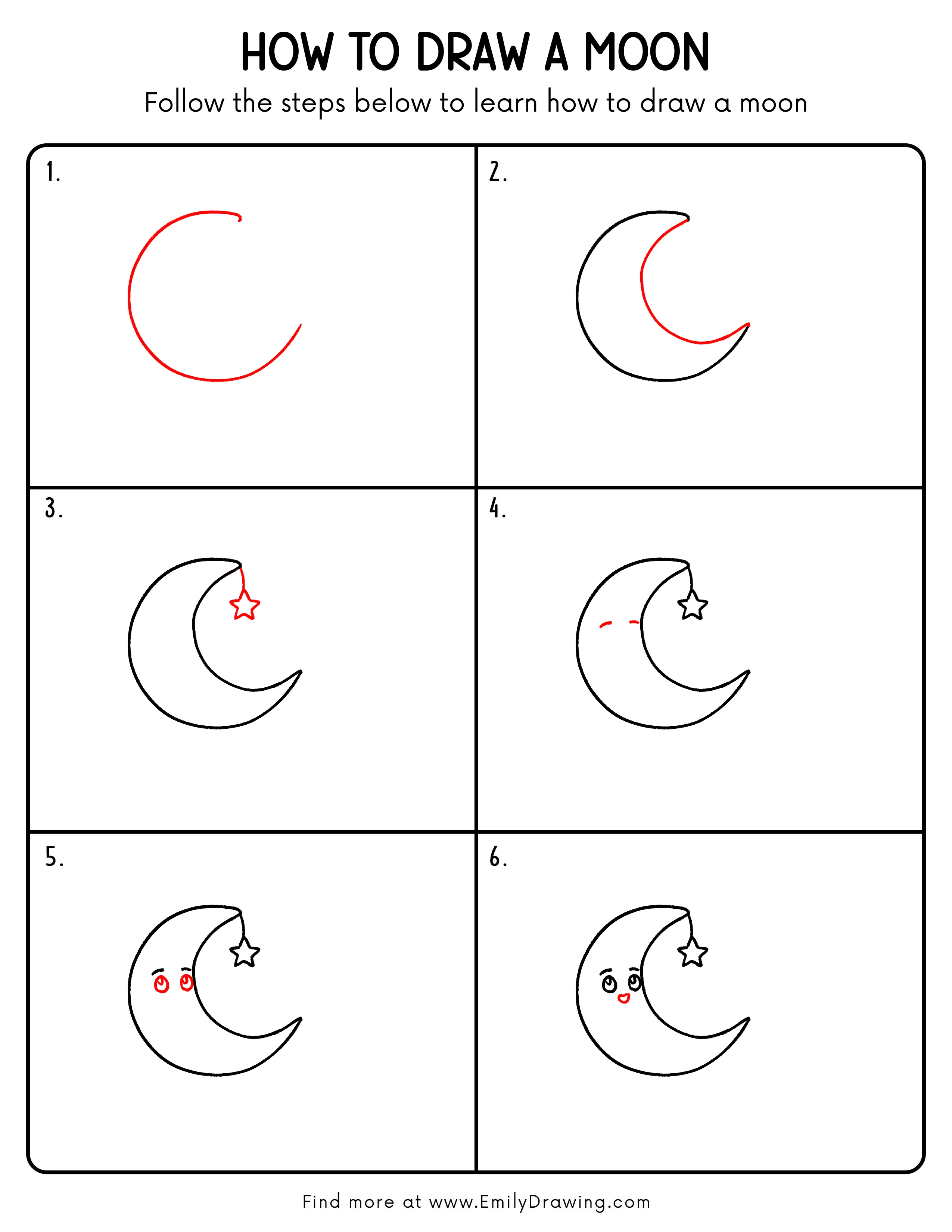 Printable Moon Drawing Guide