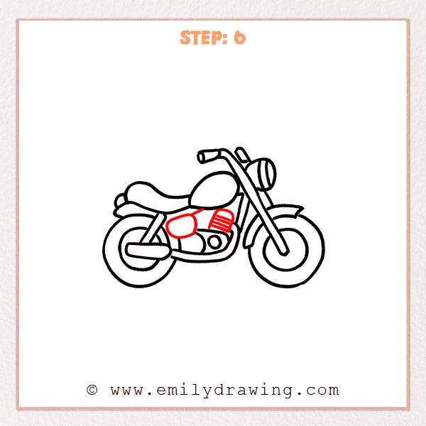 how to draw a motorcycle - Step 6