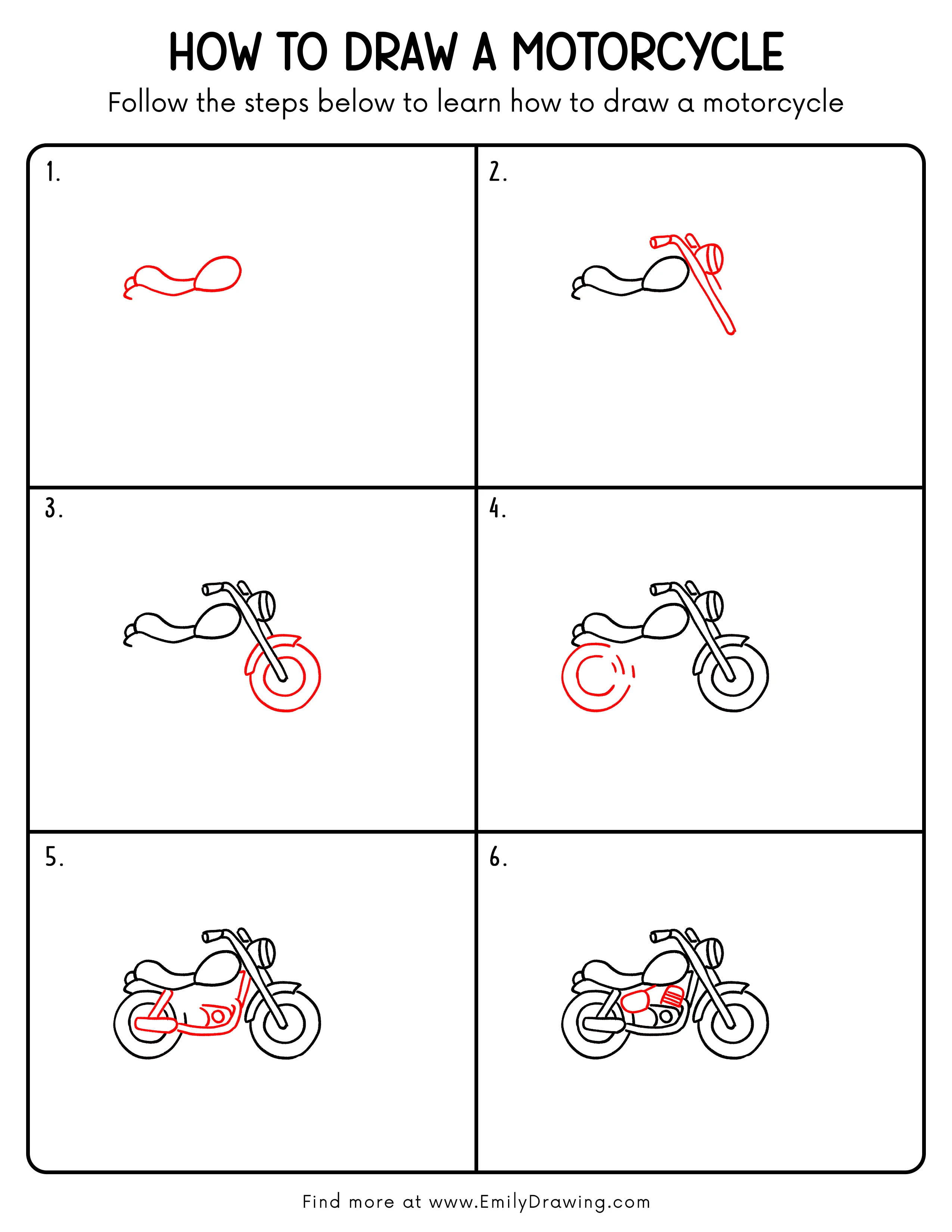 Printable Motorcycle Drawing Guide