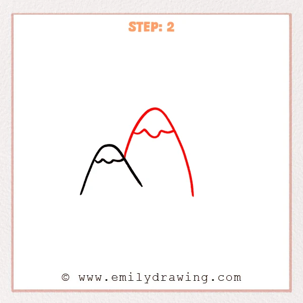 how to draw a mountains - Step 2