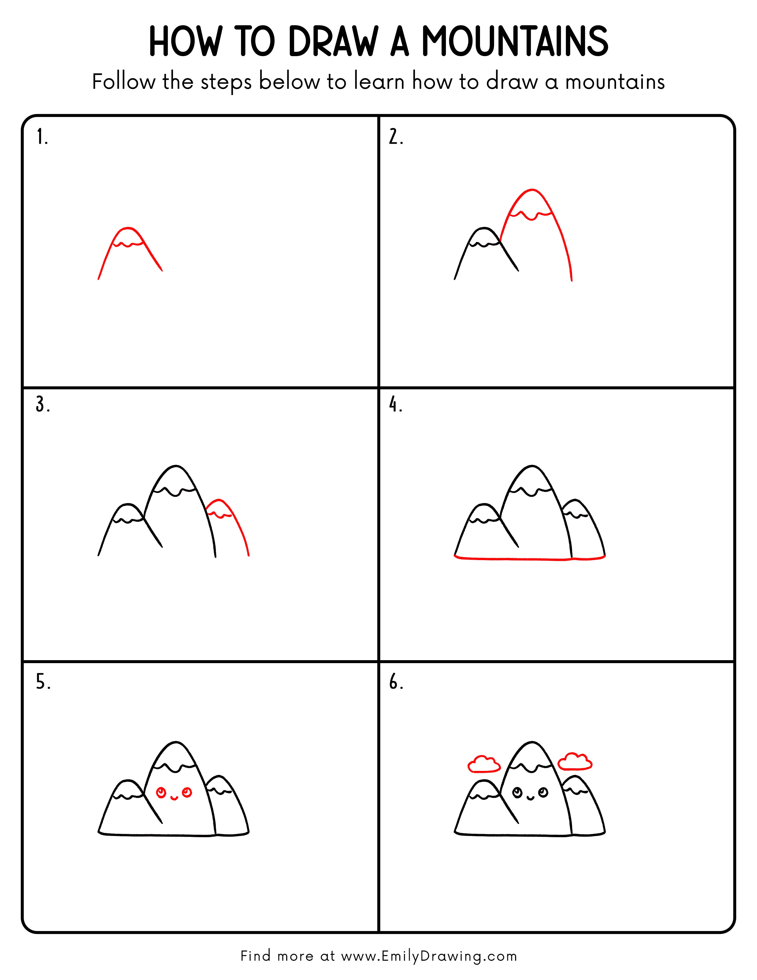 Printable Mountains Drawing Guide