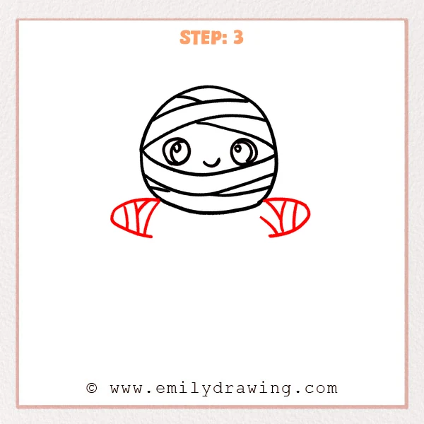 how to draw a mummy - Step 3