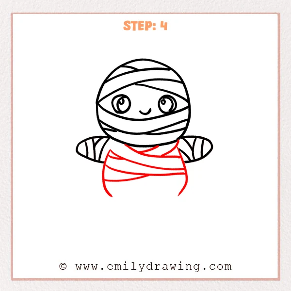 how to draw a mummy - Step 4