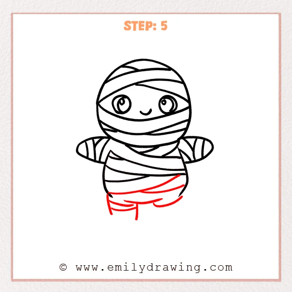 how to draw a mummy - Step 5