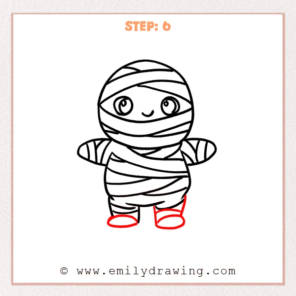 how to draw a mummy - Step 6