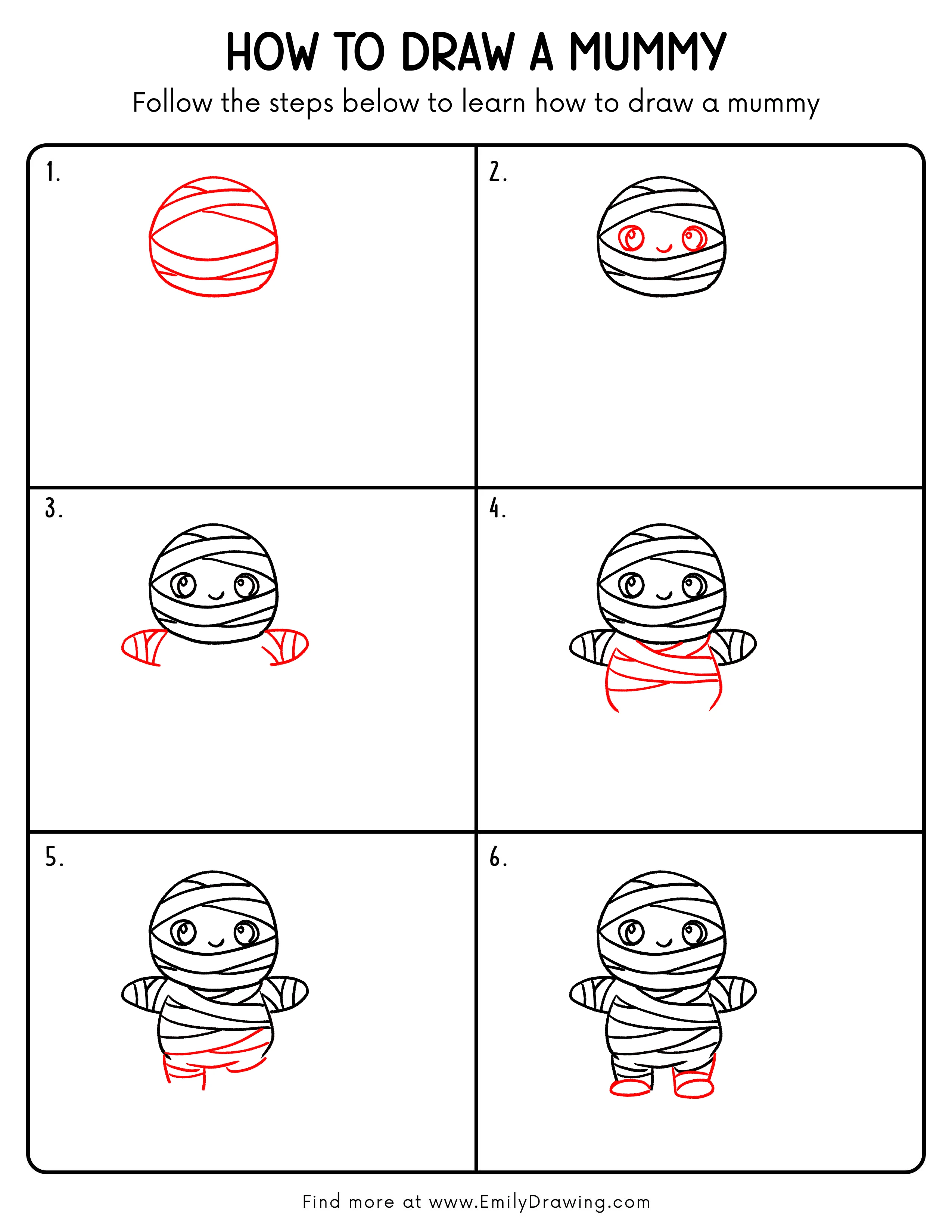 Printable Mummy Drawing Guide
