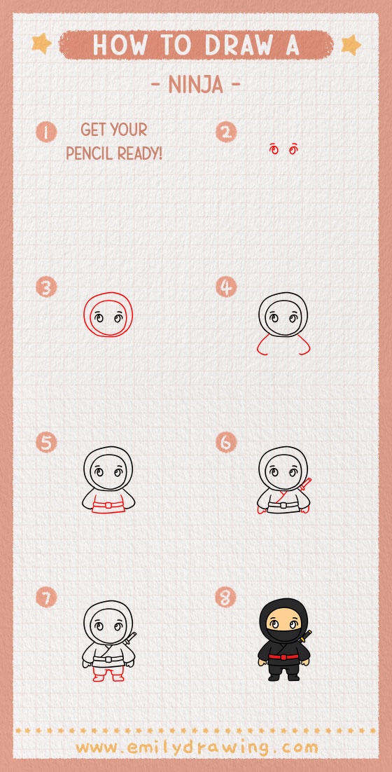 how to draw a ninja pinterest pin