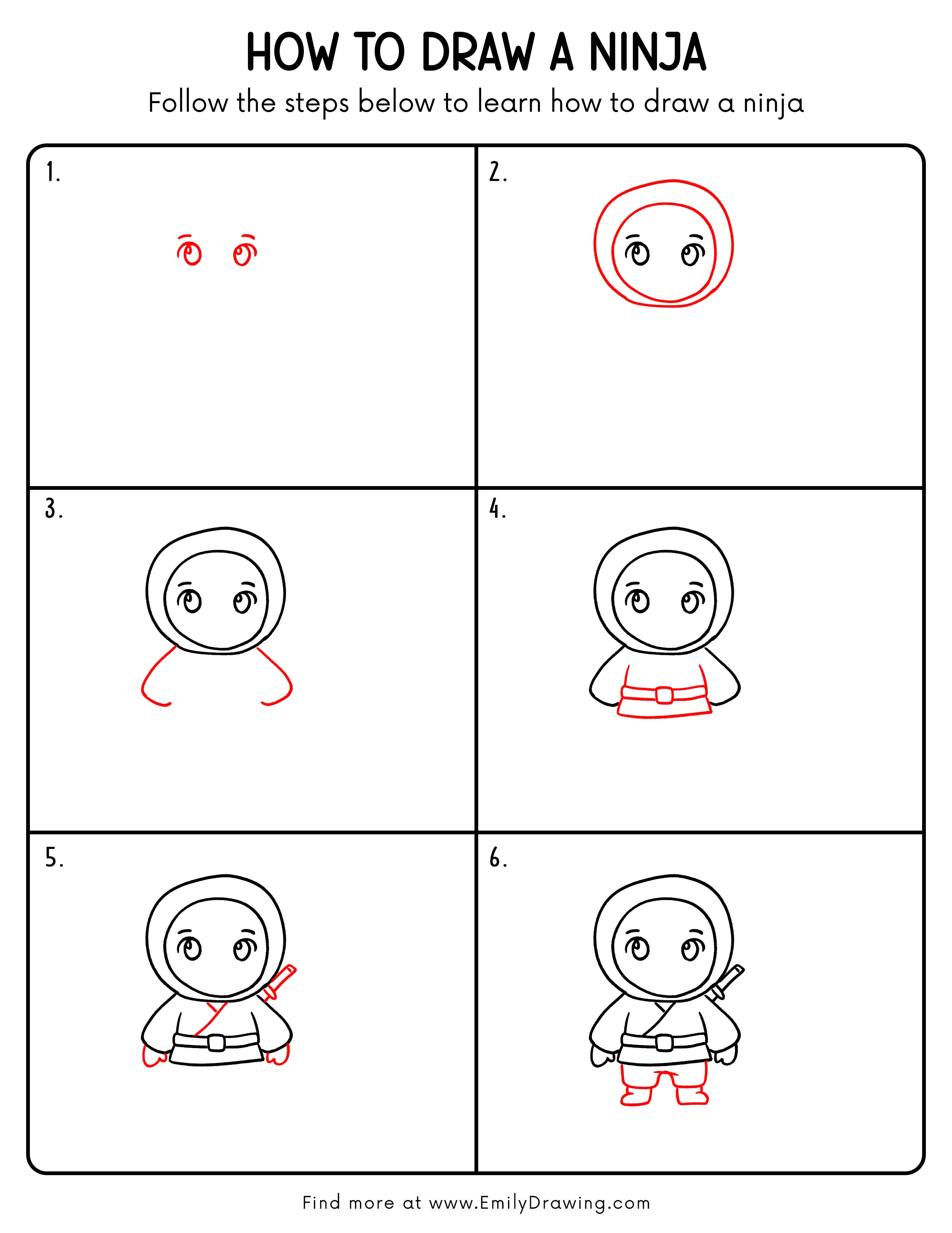 Printable Ninja Drawing Guide