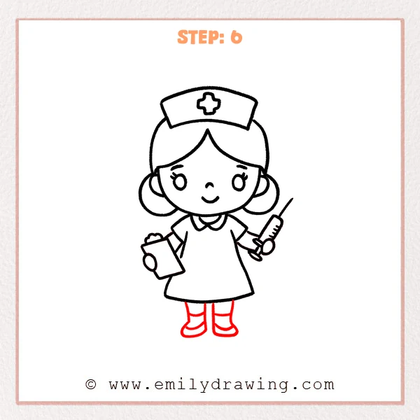 how to draw a nurse - Step 6