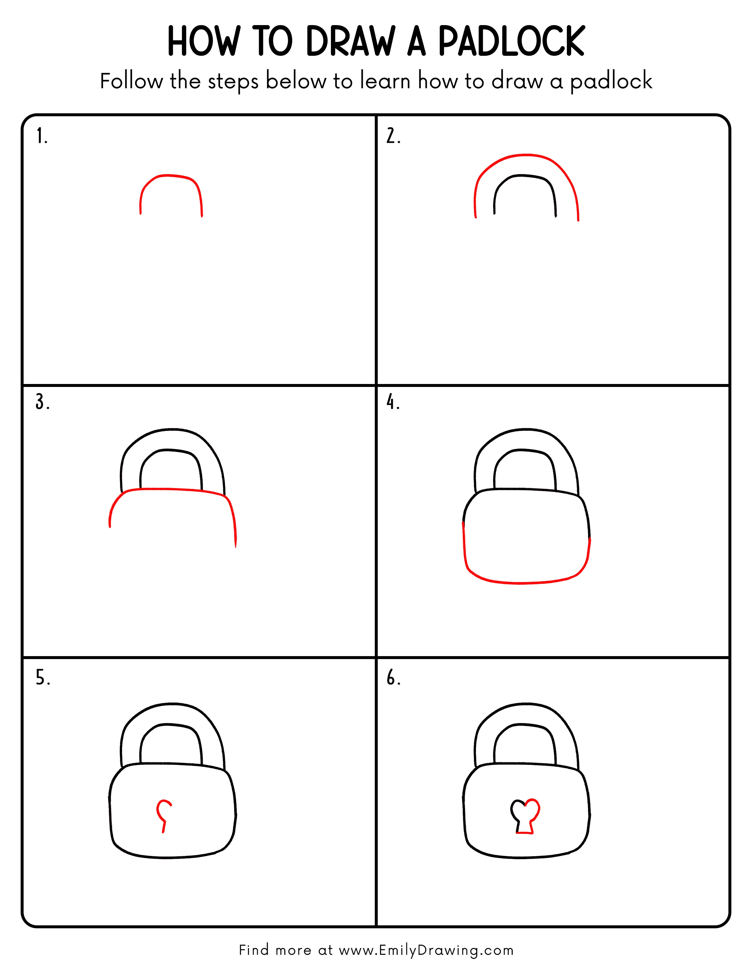 Printable Padlock Drawing Guide